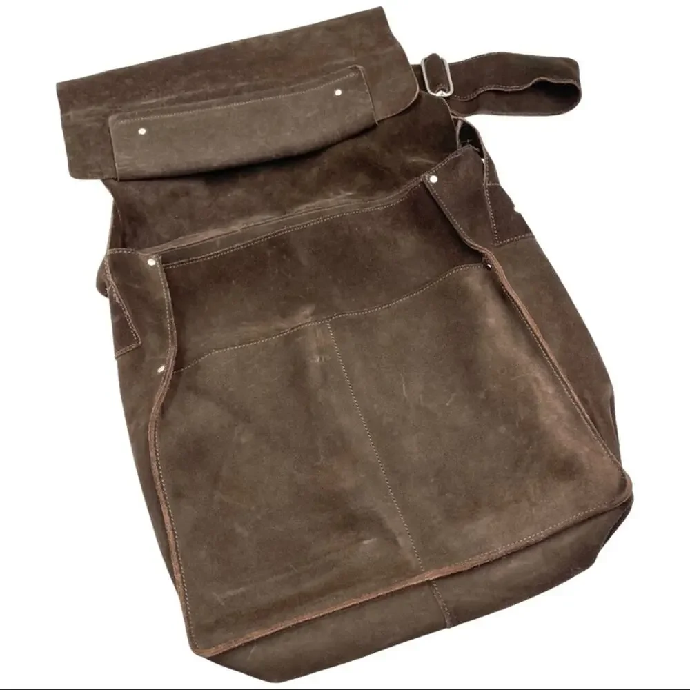 UNBRANDED GENUINE SUEDE LEATHER MESSENGER CROSSBODY BROWN BAG GREAT QUALITY